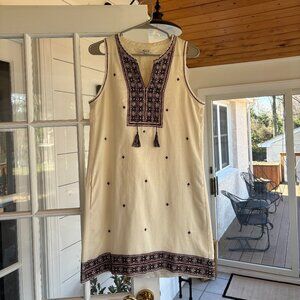 Madewell Size 4 Embroidered Ivory Shift Dress